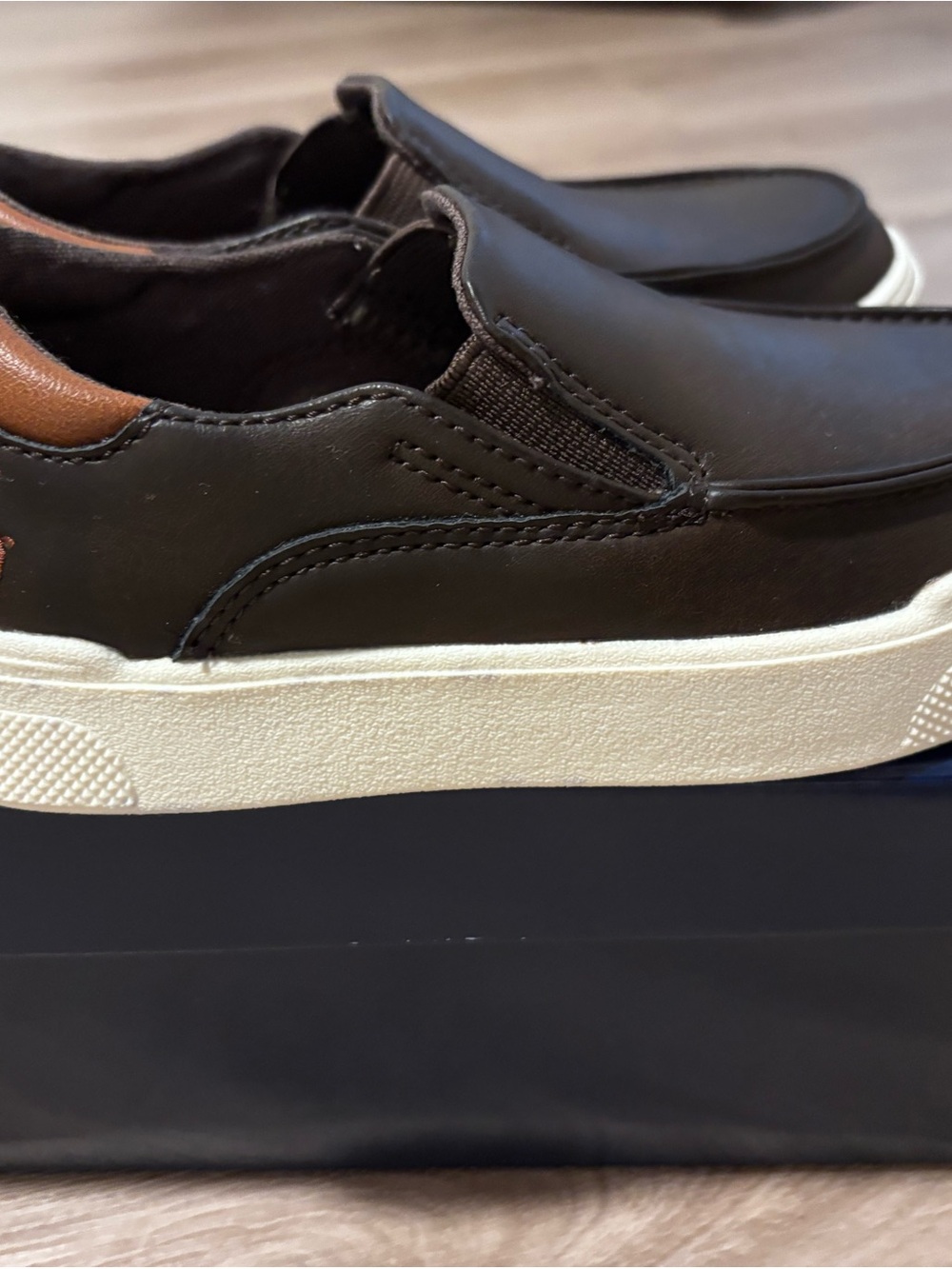 Ralph Lauren Brown Slip-On Leather Loafers with White Sole